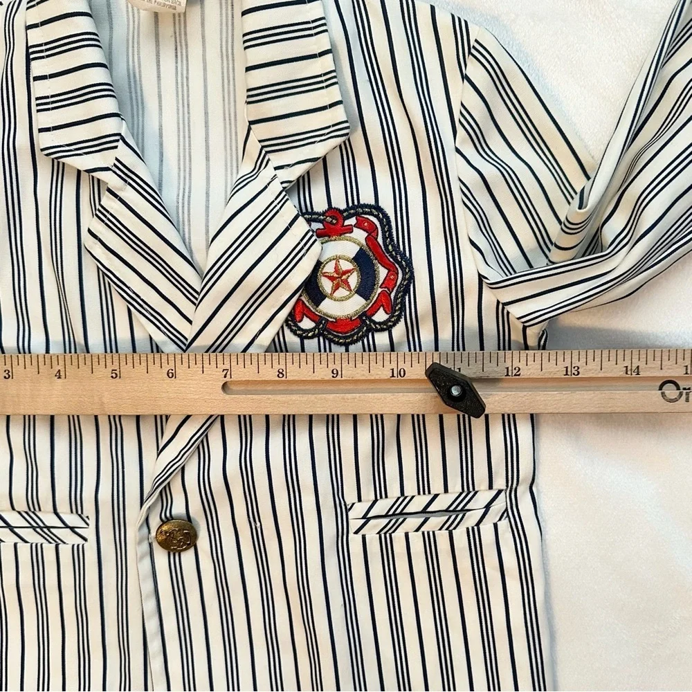 Vintage Double Breasted Striped Blazer Jacket Boy 2T Maritime Nautical Crest